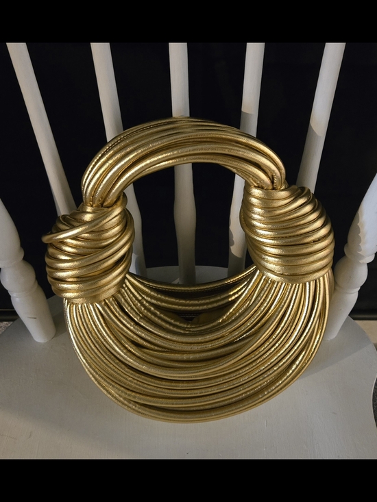Handbags - Gold Knot-Detail Wristlet Faux Leather Clutch